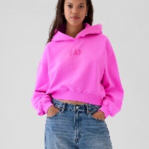 GAP Women's VintageSoft Crop Logo Hoodie Bright Pink M & XL